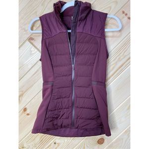 Lululemon Womens Full Zip Puffer Vest Down For It All Goose Down Maroon Size 2
